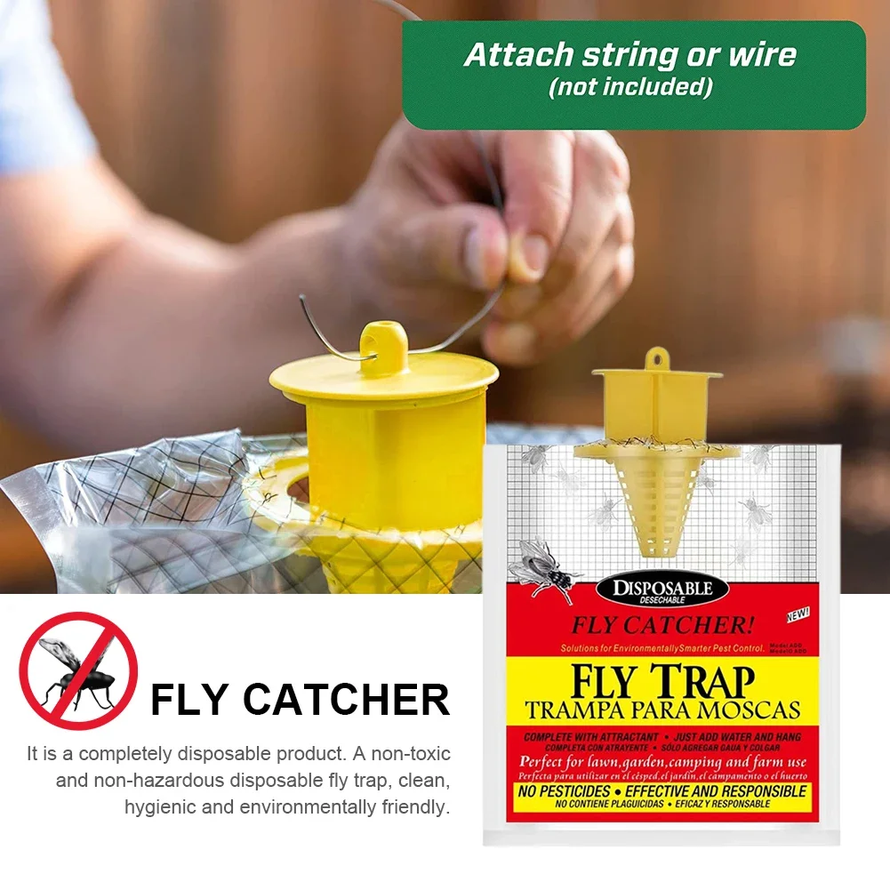 1-10pcs Fly Trap Hanging Insect Fly Attract Catcher Disposable Fly Catcher Bag Non Toxic Pest Control Bug Trap Bag for Outdoor