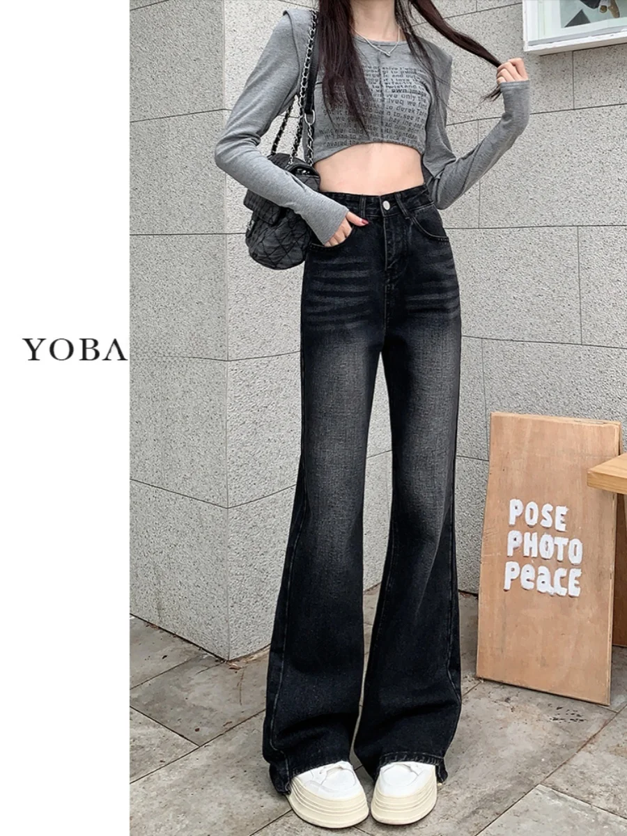 

Джинсы с высокой талией и расклешенными штанинами для женщин, эластичные джинсы-буткат больших размеров, утягивающие, для фигуры типа «груша», длинные, из хлопкового стрейч-денима