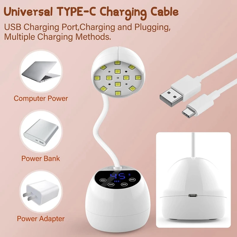 AA20-UV LED โคมไฟเล็บไร้สาย 36W Mini UV Light สําหรับเจล X เคล็ดลับเล็บชาร์จเครื่องเป่าเล็บ Smart Sensor & 4 จับเวลา