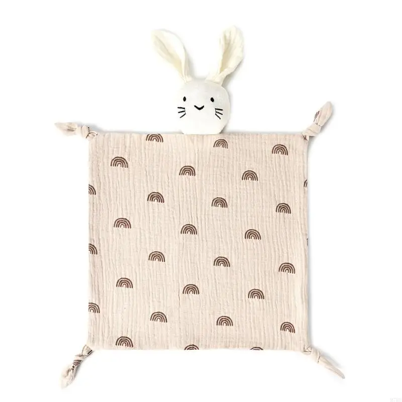 97BE Soothes Appease Towel Bibs Sleeping Doll Cotton Blanket Security Blanket Rabbit Snuggle Toy Kids Sleep Toy