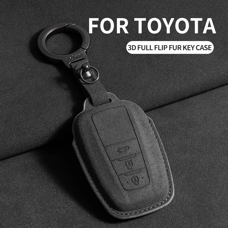 

Car Key Case Cover For Toyota CHR Rav4 Auris Prius Camry Corolla Land Cruiser Prado Crown Altis Hilux Yaris Suede Car Key Shell