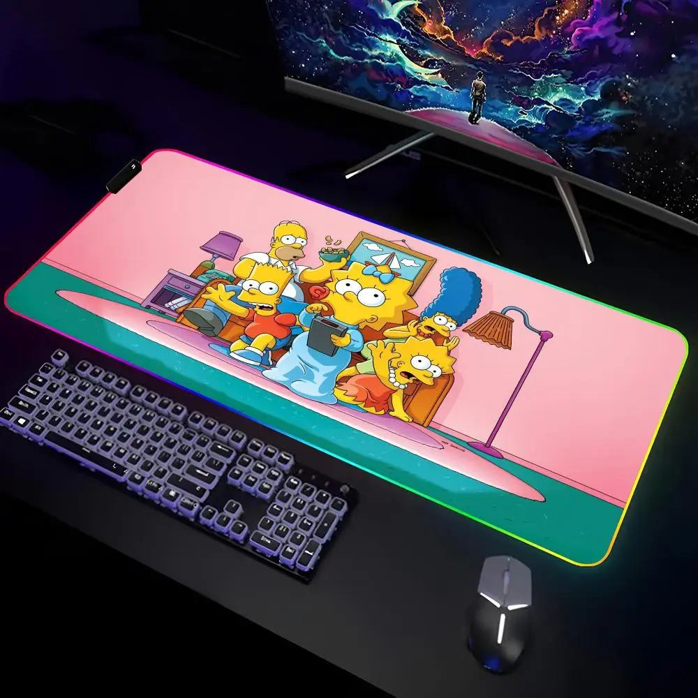 Anime T-The S-Simpsons-s Mouse Pad Gamer RGB Deskmat Keyboard Mat Gaming Laptops LED Mousepad Desk Protector Anime Mause Mats