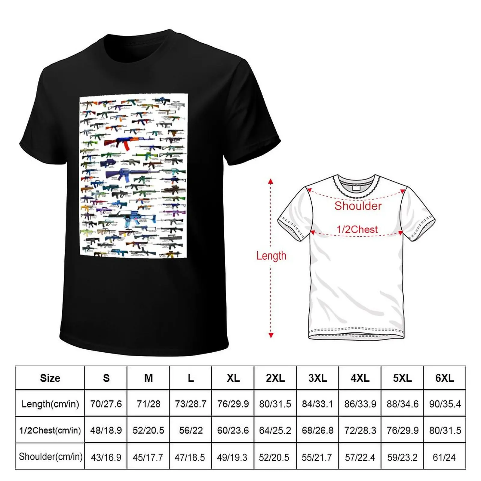 Assault Rifles And Carbines Chart T-Shirt Work Utility Casual Tee Shirt