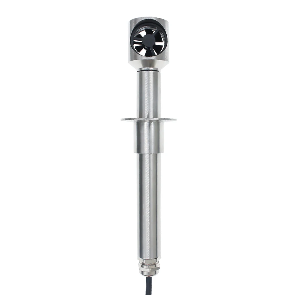 Ducted Stainless Steel Wind Speed Sensor Breeze Duct Anemometer 0-30m/s Winds Blade Type Wind Speed Transmitter DC5-24V