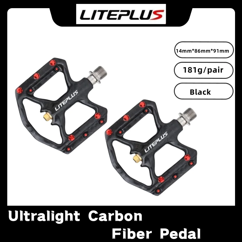 

LITEPLUS Bicycle Pedal Ultralight Carbon Fiber Titanium Sealed Bearings Non-Slip MTB Mountain Bike Sealed Bearing Pedals