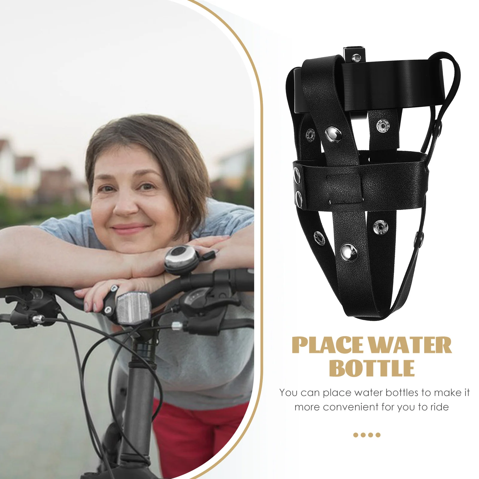 

Water Bottle Holder Retro PU Cup Rack Outdoor Cycling Anti Shake Bracket Black Mesh Bag For Mountain Bike Durability