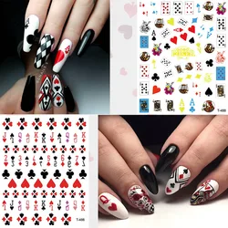 12.5*8.5cm Poker Adhesive Nail Sticker Decals Playing Cards Design Tips Manicure Letter Heart Sliders for Nail Art Decorations