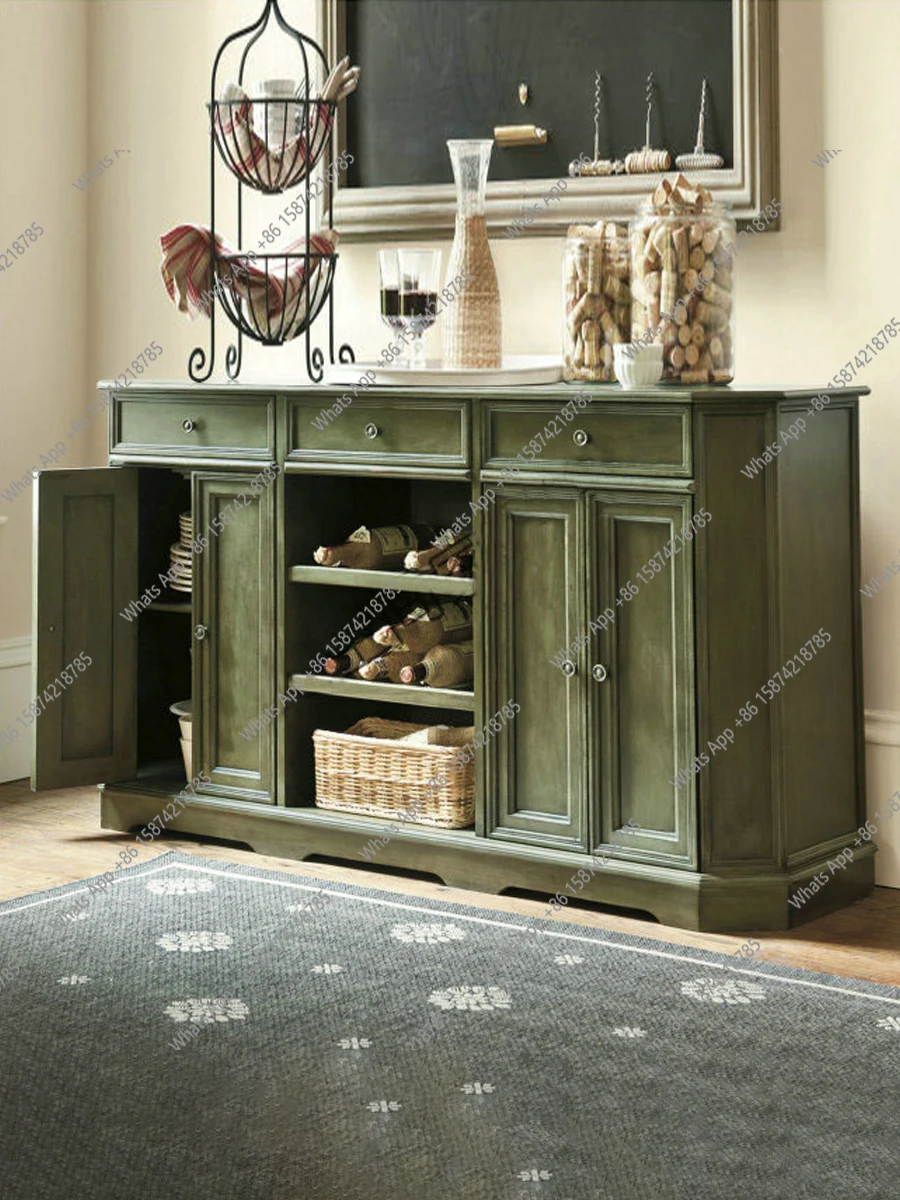 

American Neoclassical Mediterranean Solid Wood Side Cabinet Wine Cabinet Entrance Cabinet French Country Club Storage