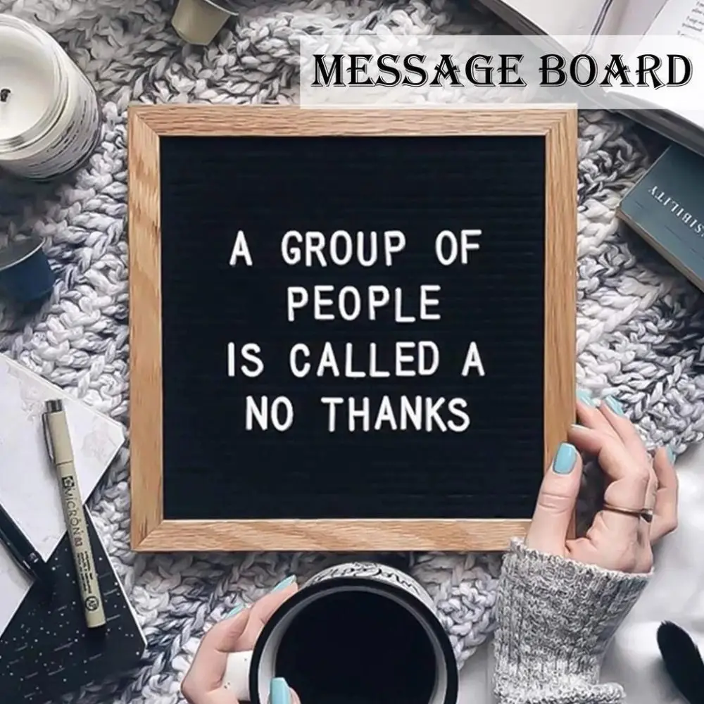 Simple Wooden Letter Message Board 10x10 Inch Home Decorations Felt Letter Board Changeable Symbols Blackboard Shop