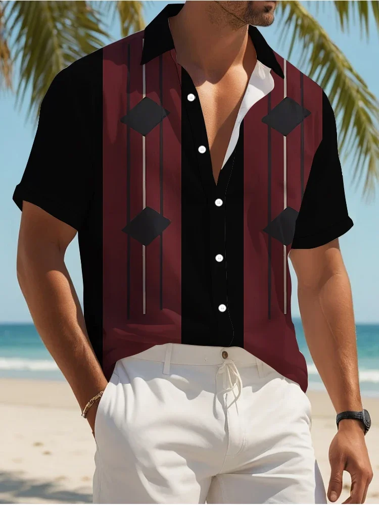 Camisa con estampado Digital 3d para hombre, camisa de manga corta, informal, suave, clásica, con botones, a la moda