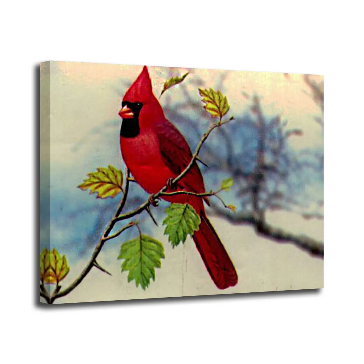 Original Art 100% Hand-painted Modern Animal  Wall Art Cardinal Landscape Oil on Canvas Beautiful Red Bird Artwork