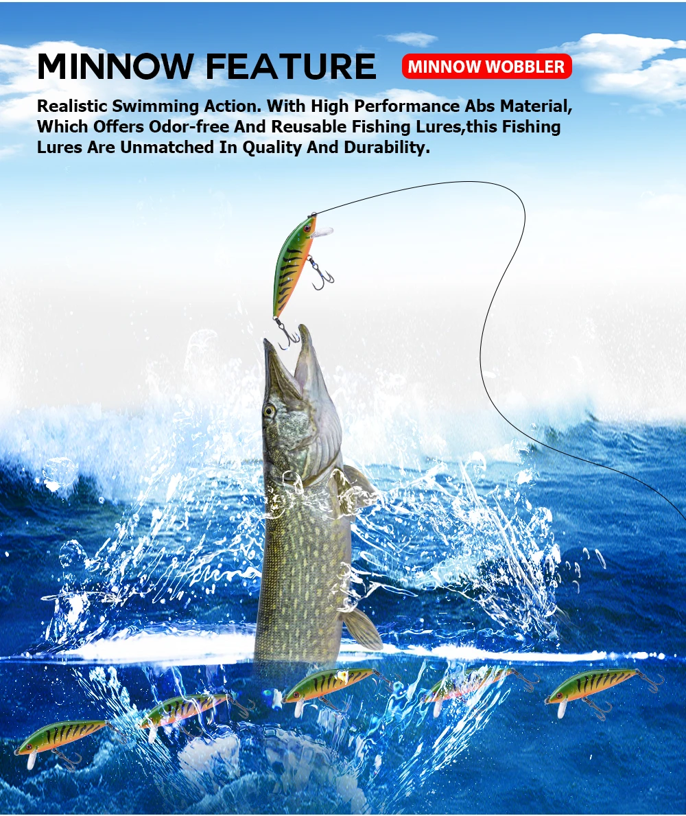 Agoie Sinking Minnow Wobbler 50 mm 5 g harter Jerkbait-Angelköder für Barsch, Forelle, Hecht, realistischer künstlicher Köder – Detail 4