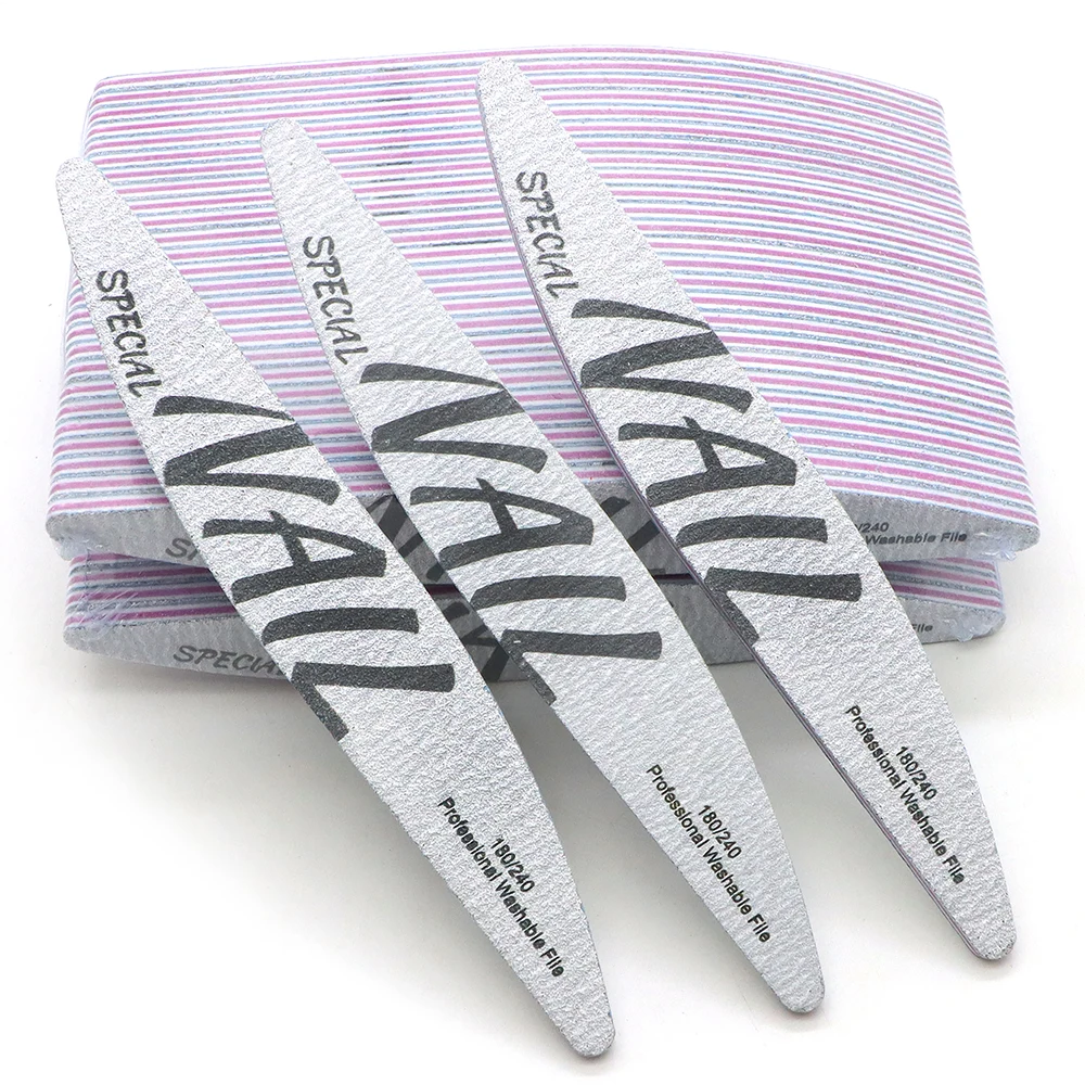 10/25/50 قطعة رمادي المهنية قابل للغسل ملف الأظافر 180/240 الصنفرة على الوجهين الرملي عازلة كتلة UV جل نصائح مانيكير ملفات الأظافر