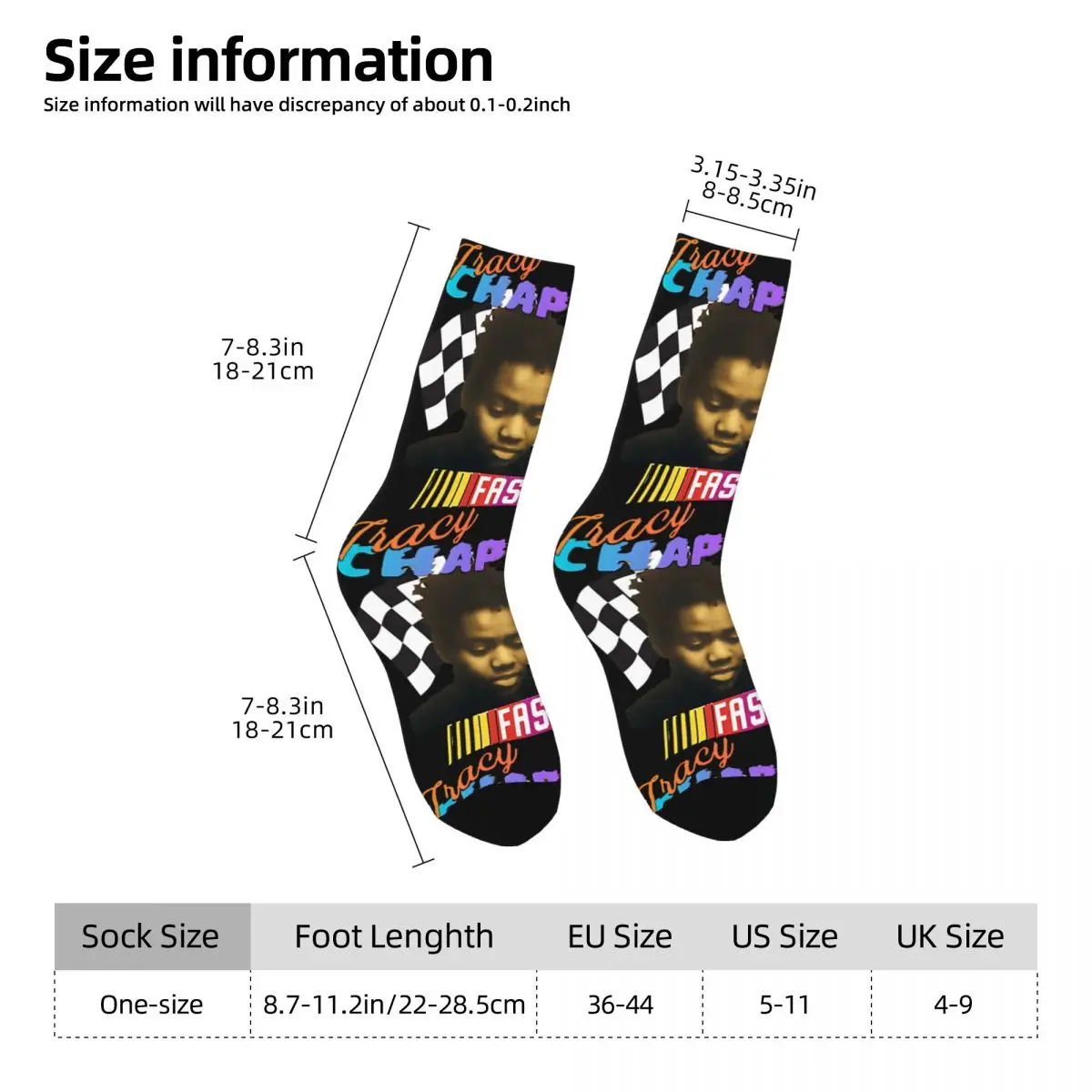 Divertenti calzini da uomo Happy Rock Music Vintage Harajuku T-Tracy Chapman Street Style novità Seamless Crew Crazy Sock Gift stampato