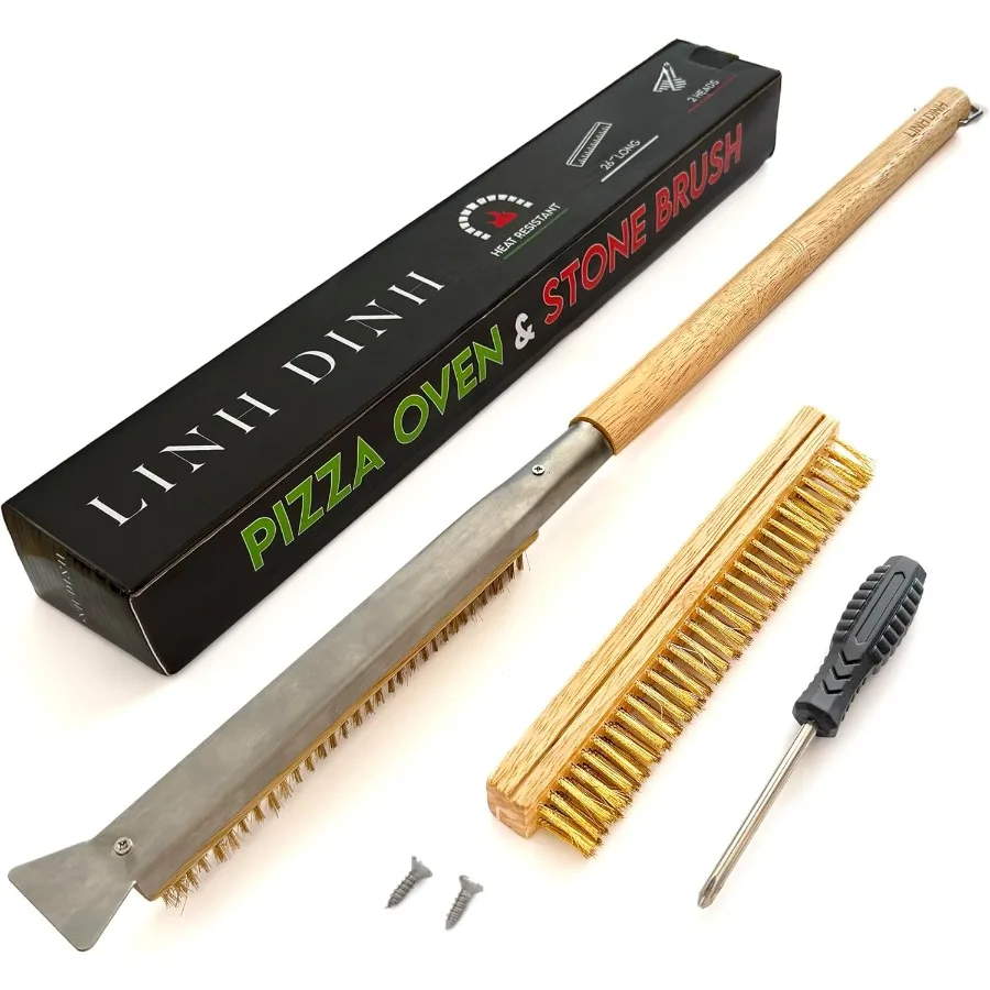 

26INCH Pizza Oven Accessories Set with Scraper and Brush for Cleaning Includes Pizza Stone Brush and Oven Cleaning Tool with Ex
