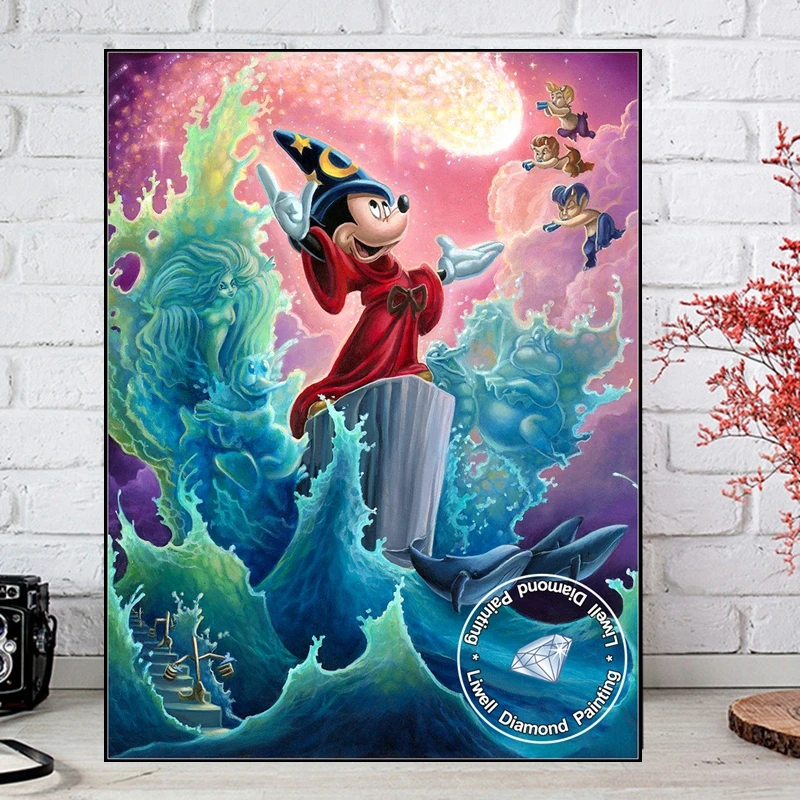 Fantasia 1940 disney filme dos desenhos animados kits de pintura diamante mickey feiticeiros com mosaico mágico ponto cruz arte criança presente decoração