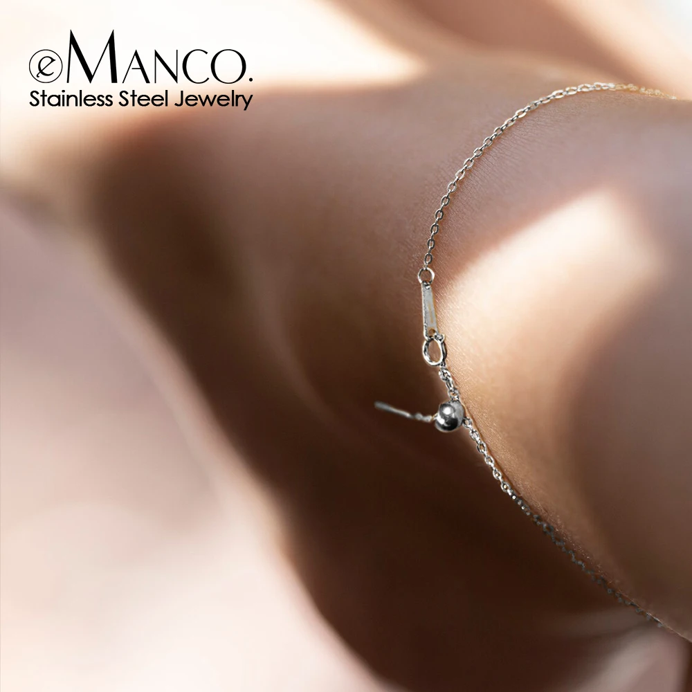 EMANCO  Adjustable Layered Anklets Stainless Steel Simple Barefoot Crochet Sandals For Women Silver Color Fashion Foot Jewelry
