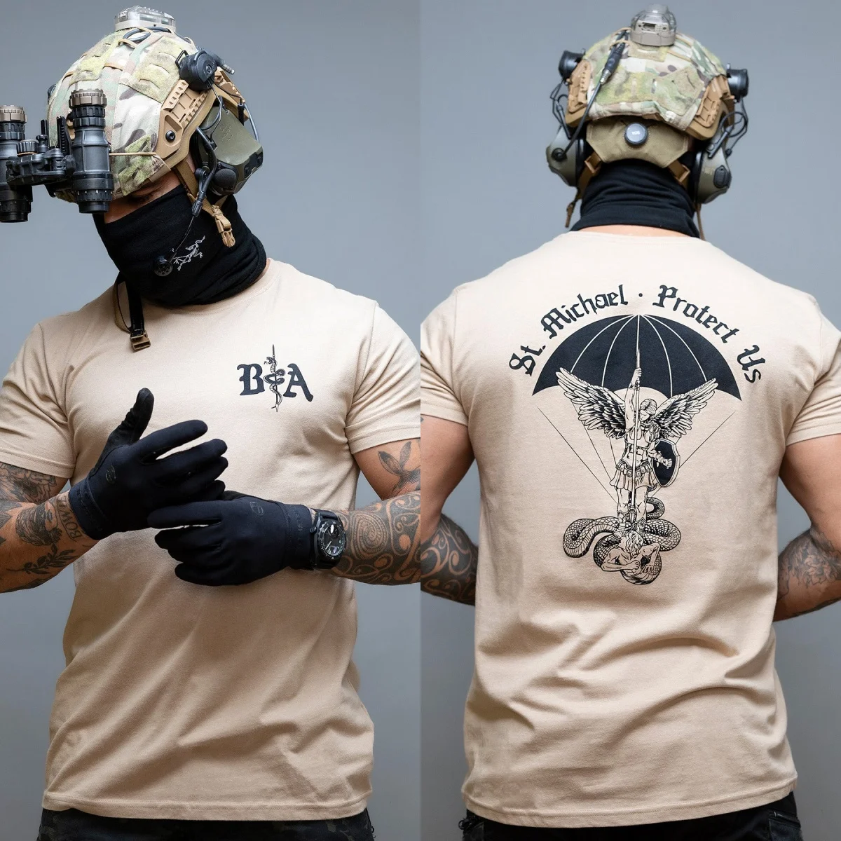 Summer St. Michael - Protect Us _ T-shirt Graphic Cotton Tee Printing High-end Luxury Unisex Style Both of Men and Women
