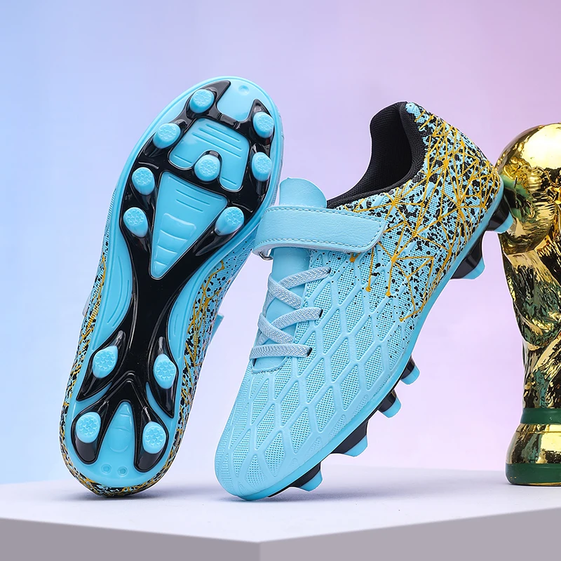 

Детские футбольные бутсы для газона, дышащие, нескользящие, для футзала, тренировочные, для улицы, для игры на траве, с поддержкой голеностопа