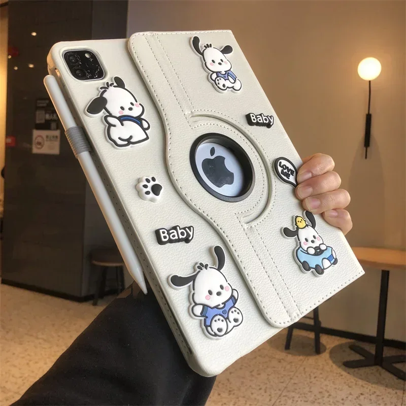 Sanrio Anime Pochacco Ipad funda para Pro 11 pulgadas 10,5 pulgadas Kawaii dibujos animados 2022 10th funda 360 °   Regalo de caja de juguete con carcasa protectora giratoria