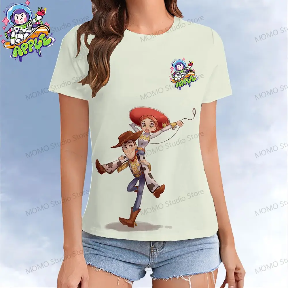 Women's  T-shirt Disney Toy Story Buzz Lightyear Kawaii T-shirts Street Wear XS-3XL Y2k Leisure Summer Short Sleeve O Neck 2024