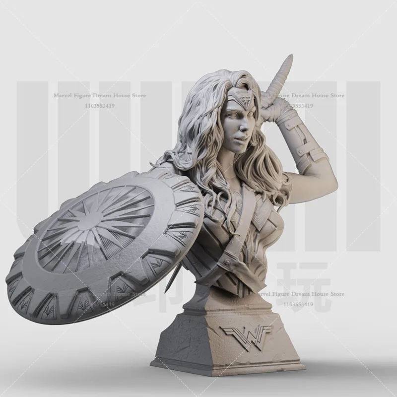 1/16 1/10 Scale DC Wonder Woman Princess Diana of Fight Themyscira DIY Self-assembled GK 3D Resin Un-panited White Bust Doll