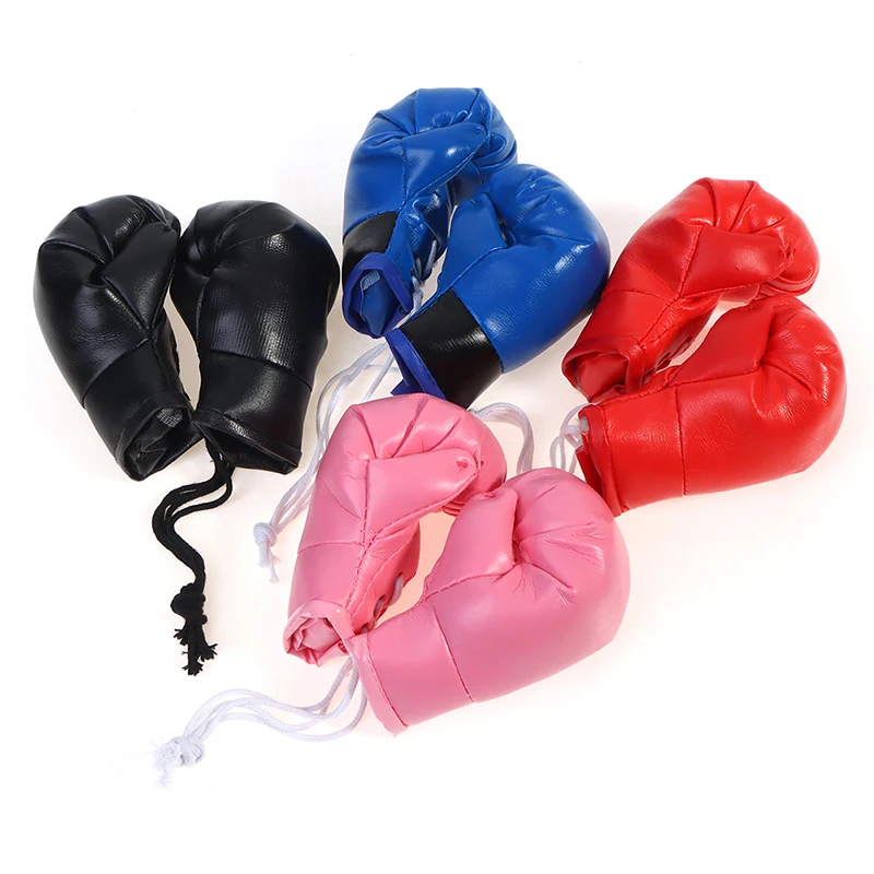 1 Pair Car Boxing Gloves Hanging Mirror Leather Pendant In Car Accessories Interior Car Decoration Diy Cool Ornaments Keychain