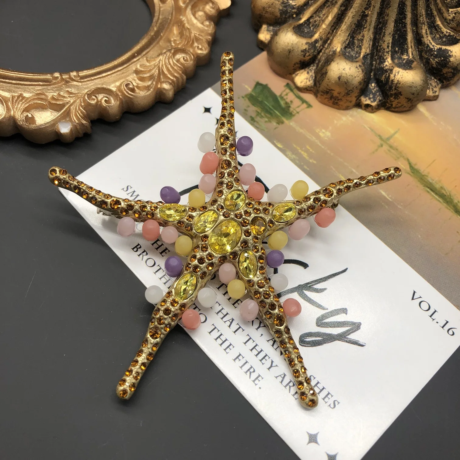 freeshipping Creative starfish woven colorful resin alloy clothing accessories brooch ladies' pin