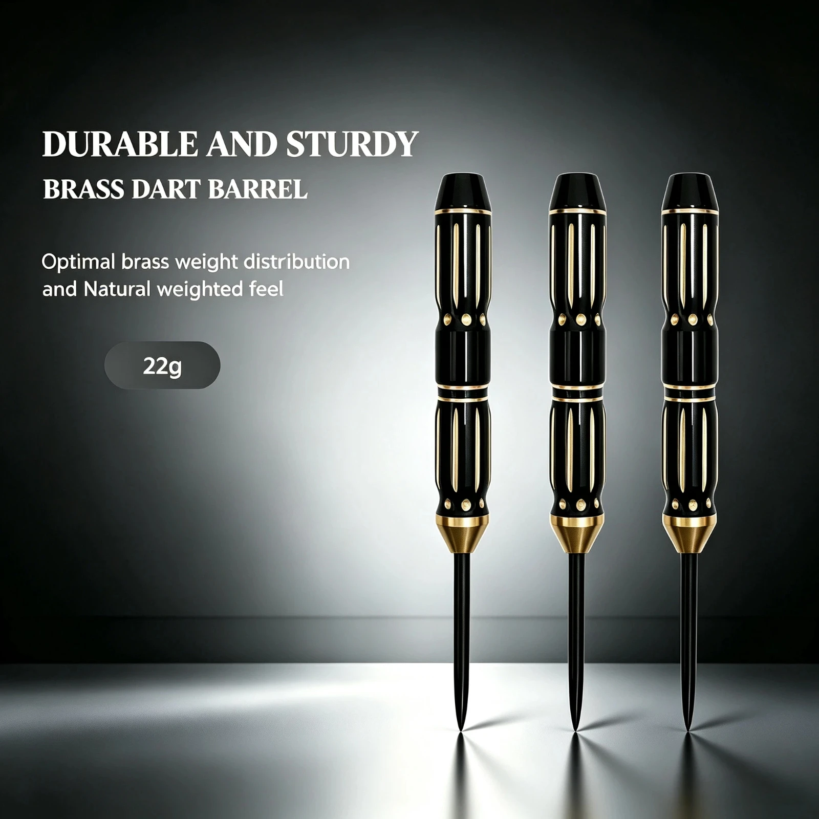 22g Copper Professional Hard Dart Barrel, Black Gold Retro Texture, Professional Competition Metal Dart Barrel Accessories.