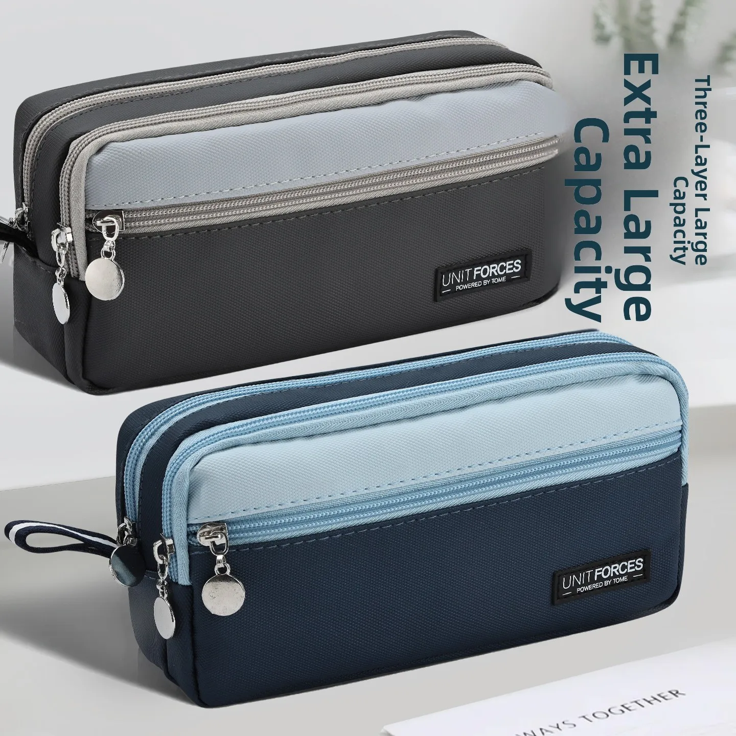 Large Capacity Oxford Cloth Pencil Case Waterproof Dirty Resistant Boys High School Students Can Be Washed Stationery Bag