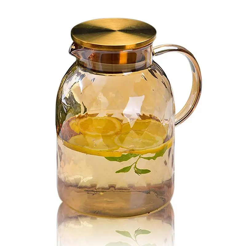 

ABRB-Vintage Glass Pitcher With Lid Heat Borosilicate Water Jug Water Pitcher With Handle And Spout For Fridge