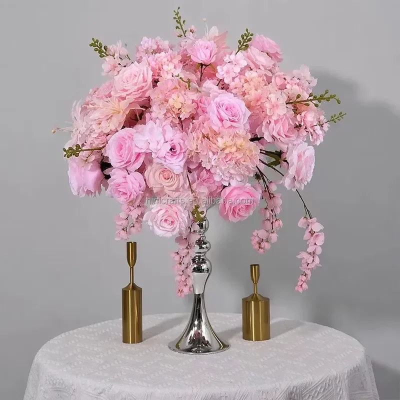Hot Selling Silk Artificial Flower Wedding Centerpiece Table Garland Arrangement