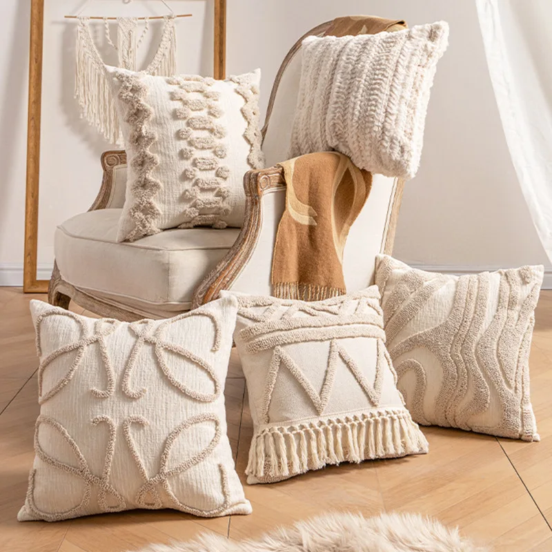 

Fluffy Cream Pillow Cushion for Sofa Bed Couch Living Room Nordic Boho Home Decor Luxury Pillows for Bedroom Window Decoration
