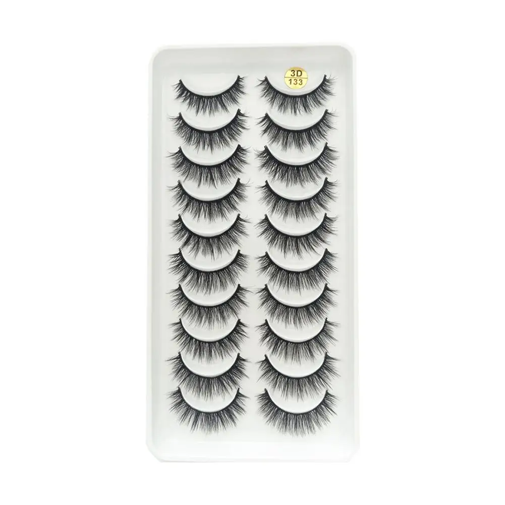 10Pairs False Eyelash Natural Cat Eye Lashes Transparent Thick Lashes Stem Curly Mink Soft Faux Lashes V6C7