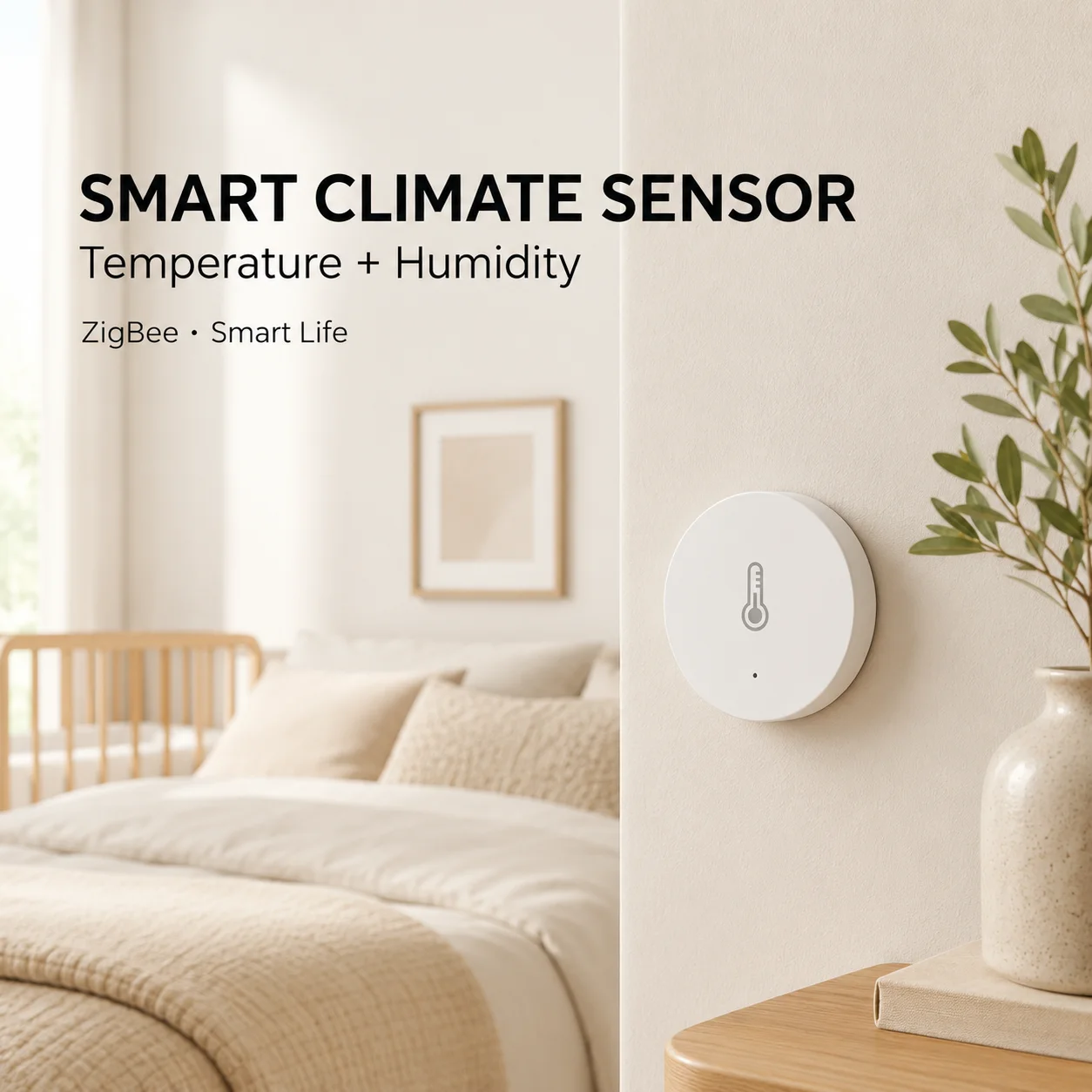 Tuya ZigBee Temperature Humidity Sensor ±0.3°C Smart Life APP Indoor Climate Monitor CR2450 for Bedroom Greenhouse
