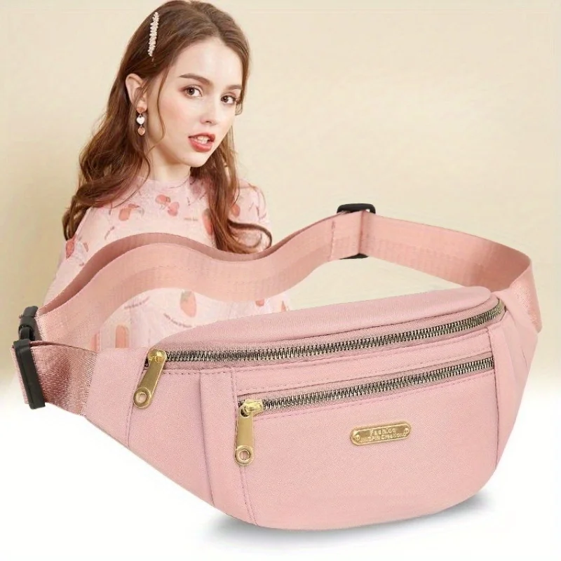 

1pc, Women Sports Waist Bag, Oxford Cloth Material, Adjustable Shoulder Straps, Multi-Layer Fanny Pack, Casual Crossbody Bag