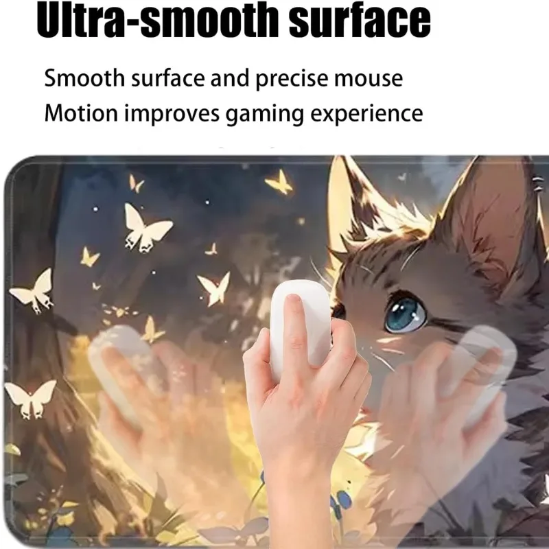 Extra-large Mouse Pad for Office, Cute Cartoon Cat, Creative Design for Working People, Computer Keyboard and Study Desk Mat