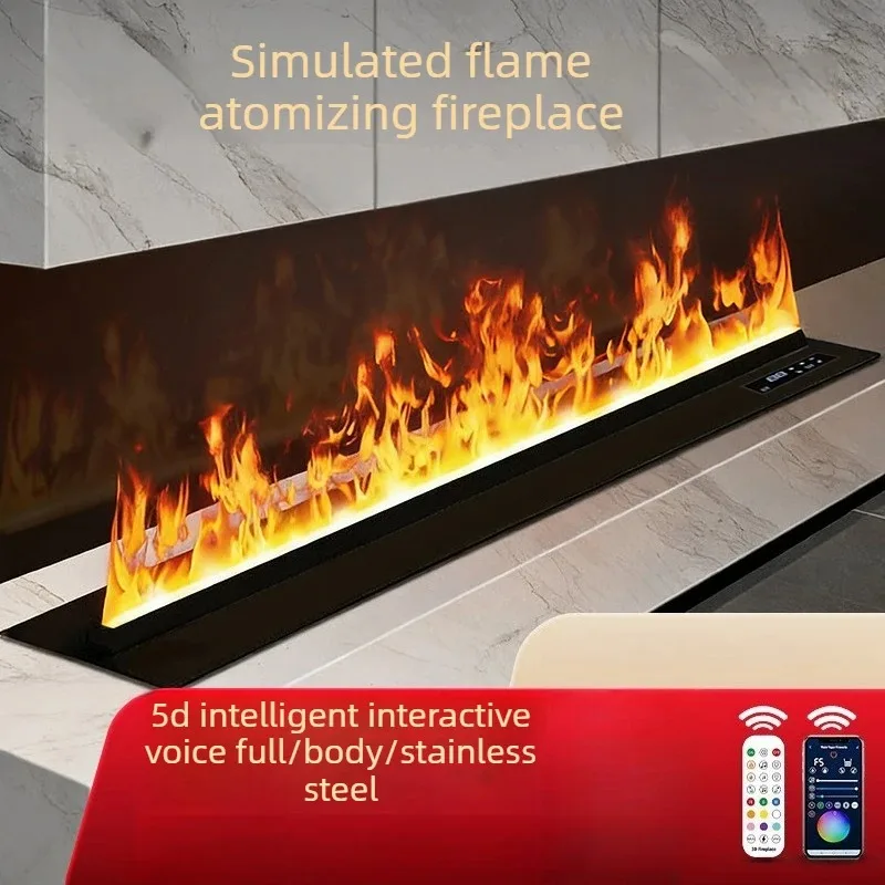 50Cm Stainless Steel Atomization Fireplace, B & B Villa Embedded Atomization Simulation Flame Fireplace, Ultra-quiet Operation