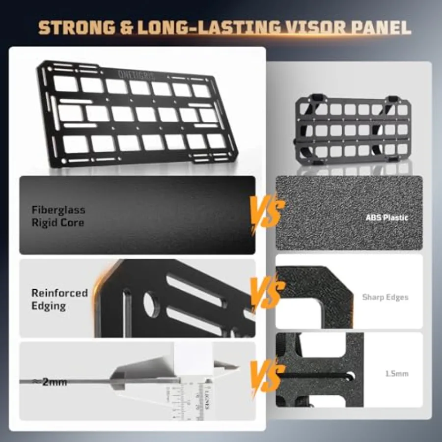 Rigid Car Sun Visor Organizer, Fiberglass MOLLE Visor Panel Pack Tactical Overhead EDC Storage for Truck, SUV, Jeep and Emergen