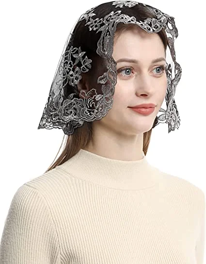 Lace Mantilla Catholic Church Veil Women Head Covering Muslin Veil