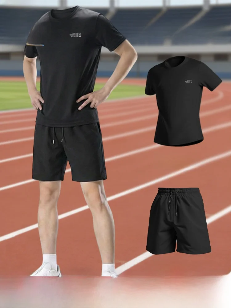 

Jeanswest Bla Sports Ice Silk Qui Dry Two Piece Set Men's Running Fitn ort Sve orts Youth Faion Summer Outfit