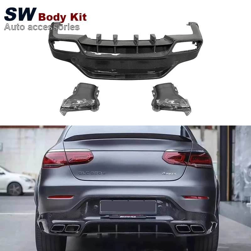 Carbon Fiber TC Style GLC Rear Bumper Diffuser for Mercedes  Coupe 43 63 2016-2020 Upgrade   Lip