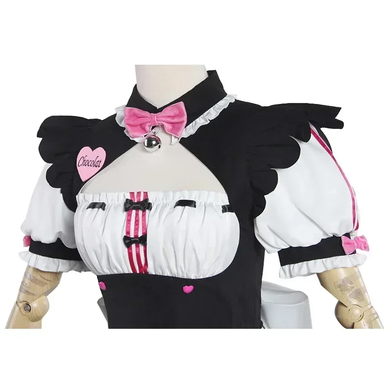 Vanille NEKOPARA Cosplay Vanille Chocolate Maid Kleid Kostüm OVA Maid Uniform Katze Neko Girl Kostüm Komplettset für Frauen