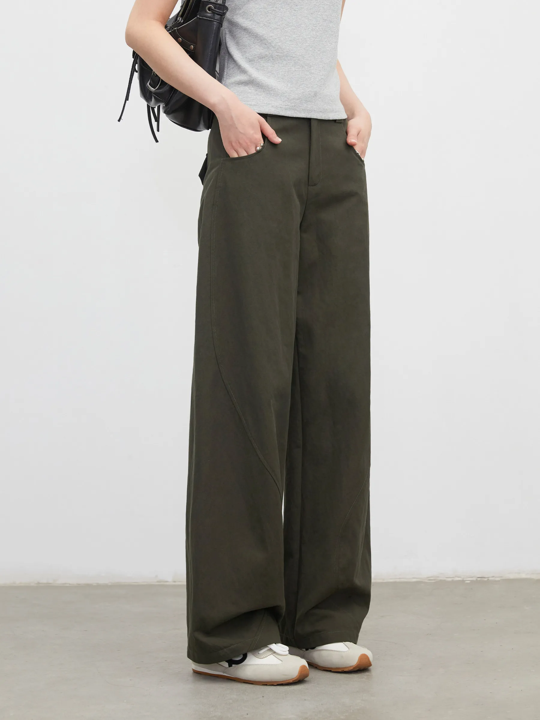 CHIC VEN New Fashion Women Pants Loose Casual Solid Straight Leg Pant Line Design Female Trousers Spring Summer 2026 Clothes