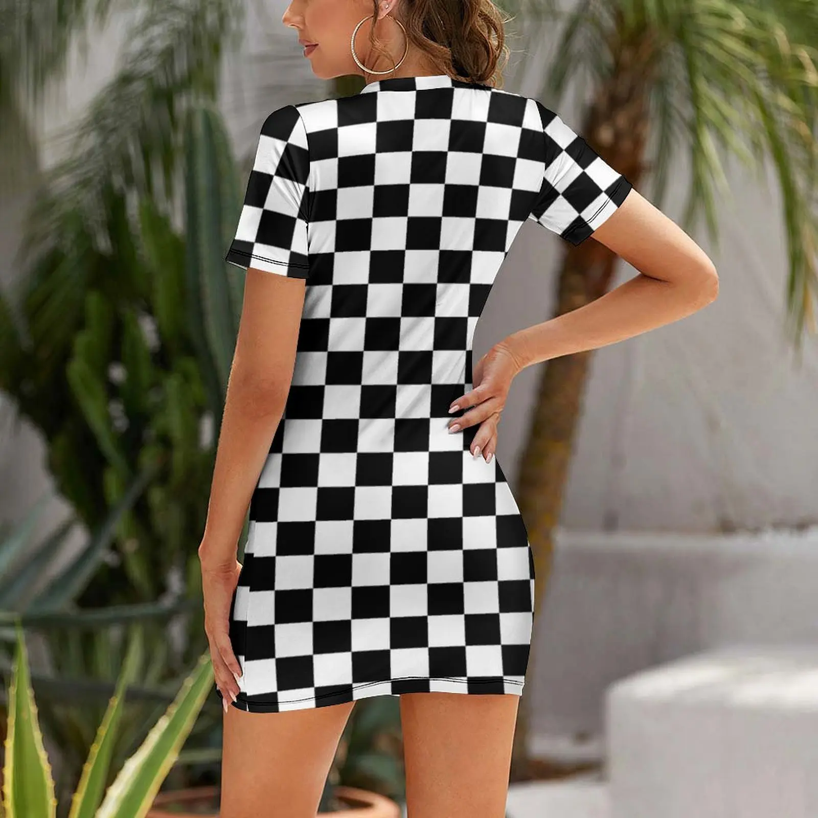 Ska Music Black and White Check Socks Short Sleeved Dress african dresses for woman women's summer dresses 2024 Long dress