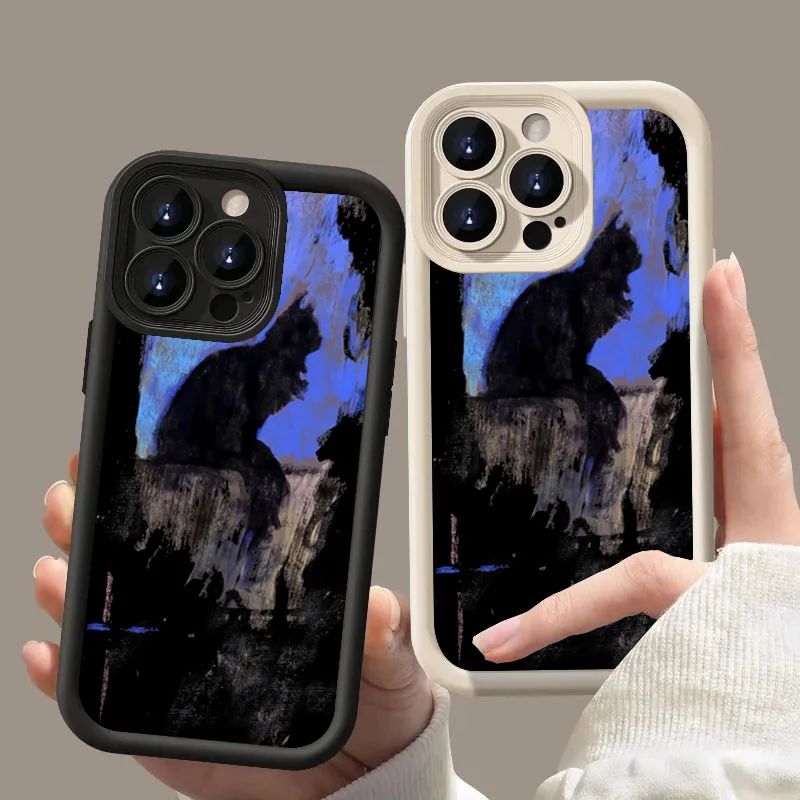 Coque Dark Cat Ghost Phone Case For iPhone 17 16 15 Pro Max 14 13 12 11 7 8 15 16 14 Plus 16E 17E X XS XR TPU Anti-fall Cover view 2