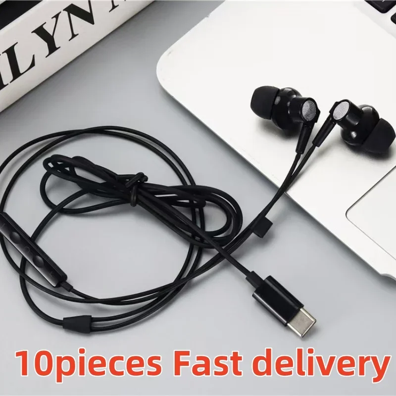 Pop 10 قطع C17 USB Type-c سماعات لسامسونج غالاكسي S25 S24 S23 S22 زائد هيئة التصنيع العسكري التحكم ستيريو داخل الأذن ميكروفون السلكية Headph #1