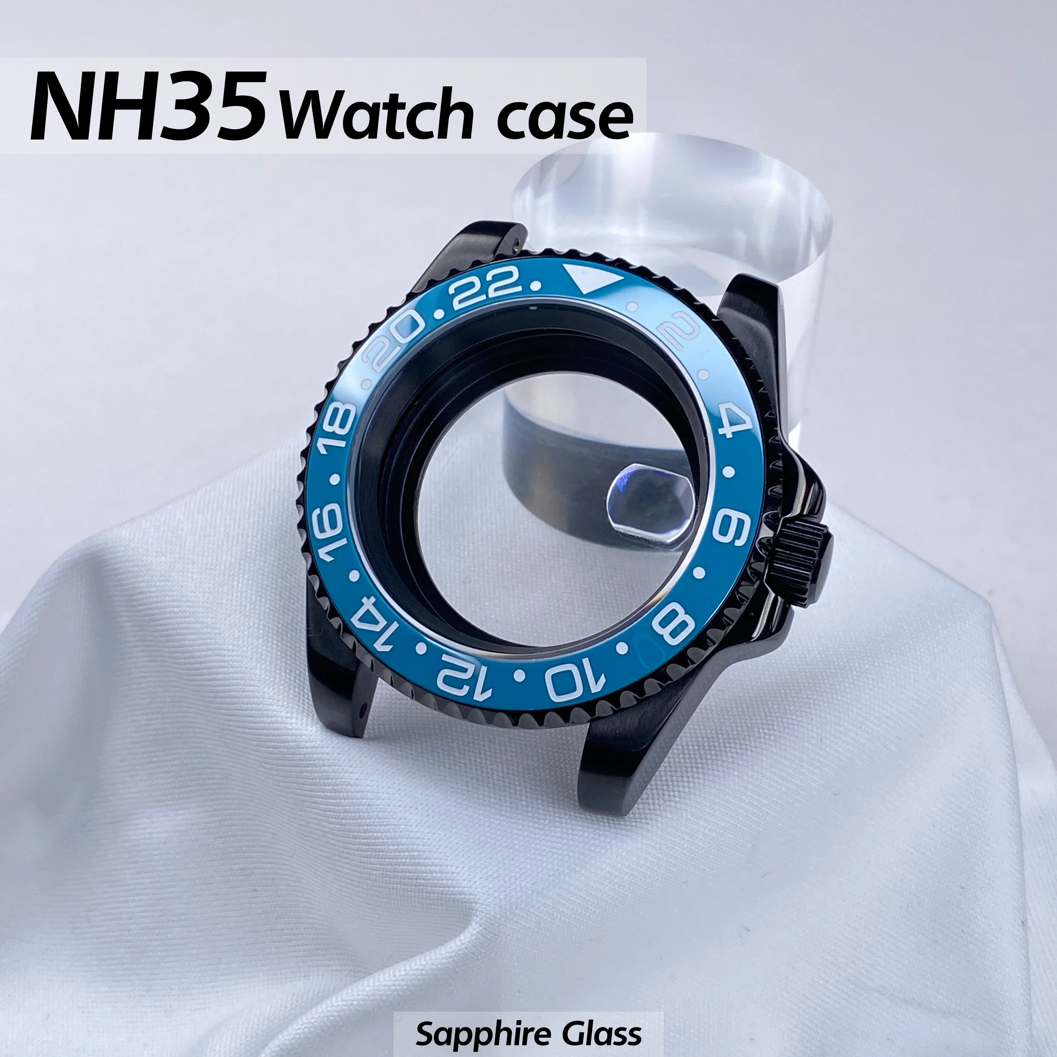 

40mm High-Quality GMT/SUB Black NH35 watch case Sapphire Glass Case with 120 clicks Watch Men's Case fit NH34 NH35 NH36 Movement