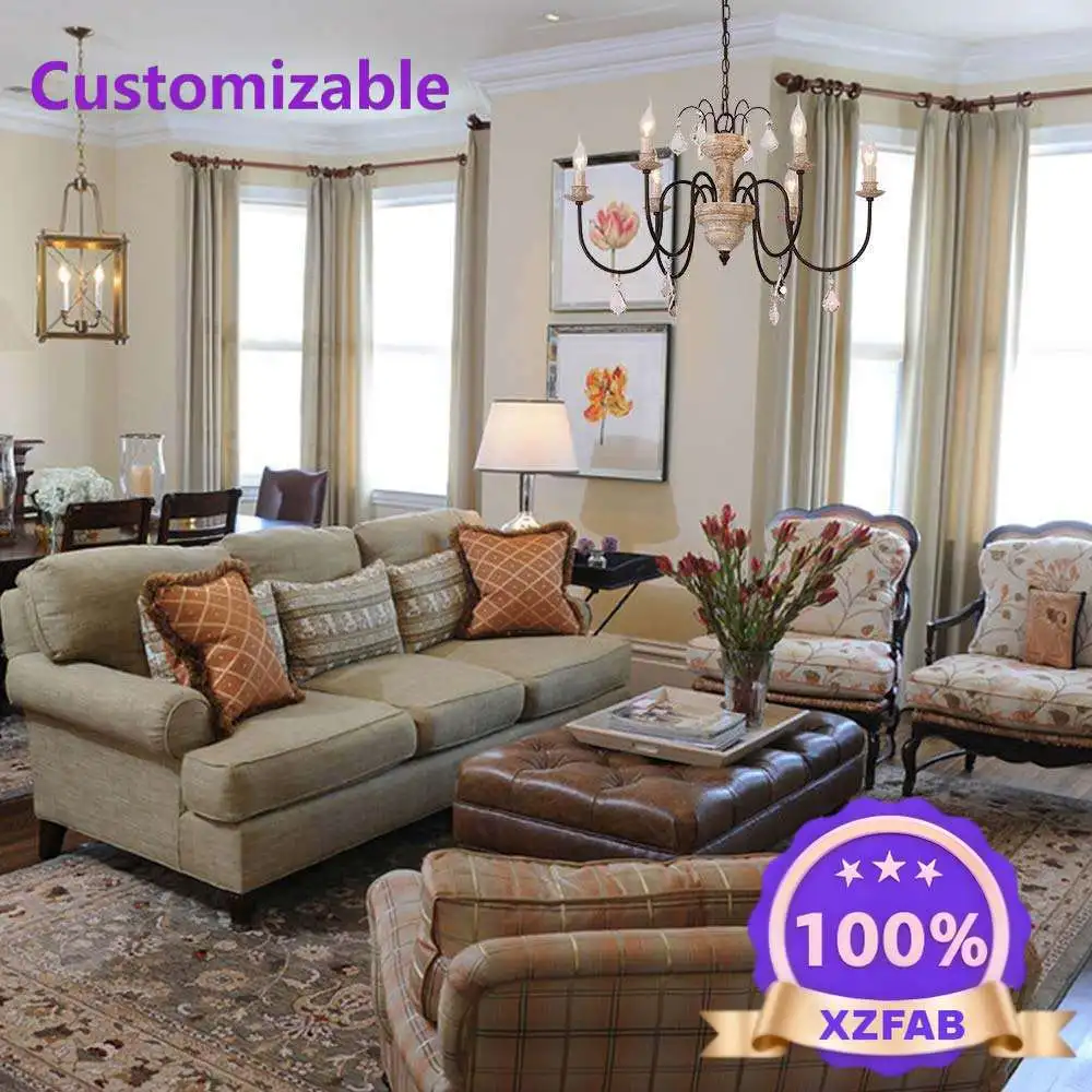 Factory Direct 2026 Creative American country retro old wood chandelier French living room dining room bedroom bed and breakfast