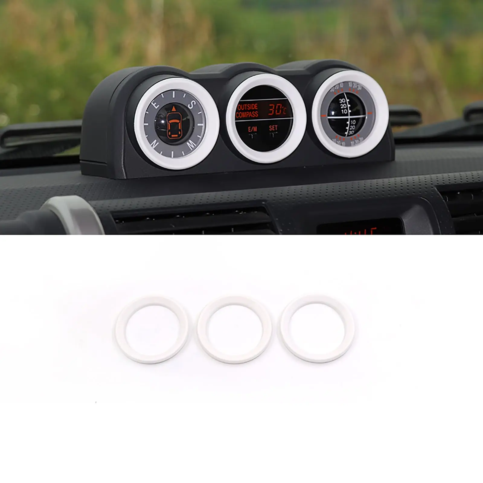 

White Dashboard Trim Rings For Car Interior Styling Compass Gauge Decor